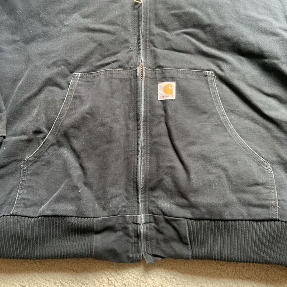 Carhartt Jacket Mens 3XL Black Hooded Canvas Quilt Lined USA Union Made J140 - Picture 4 of 11